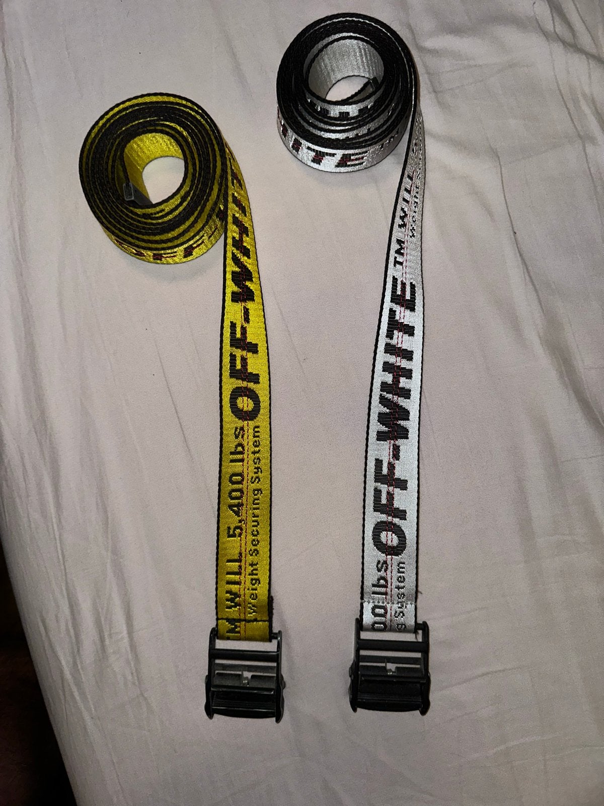 Off-White Industrial Belt - Geel & Wit, Kleding | Heren, Riemen en Ceinturen, Ophalen, Gedragen, Overige kleuren