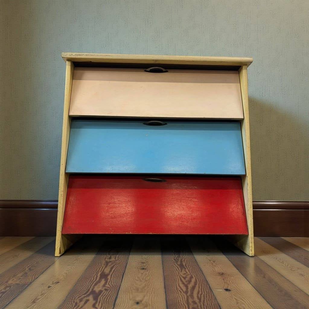Vintage houten gekleurde klepkast / schoenkast, Ophalen, Gebruikt, 105 cm of meer, 100 cm of meer
