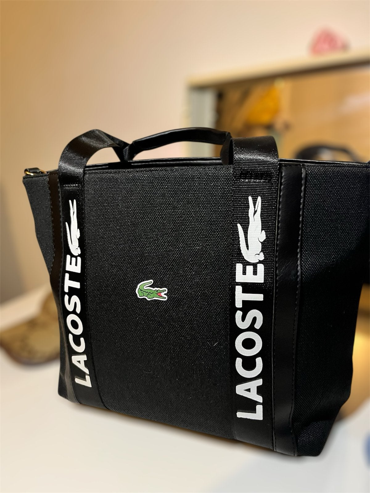 Lacoste Shopper Tas Zwart - Stijlvol en Praktisch, Ophalen of Verzenden, Zo goed als nieuw, Zwart, Shopper