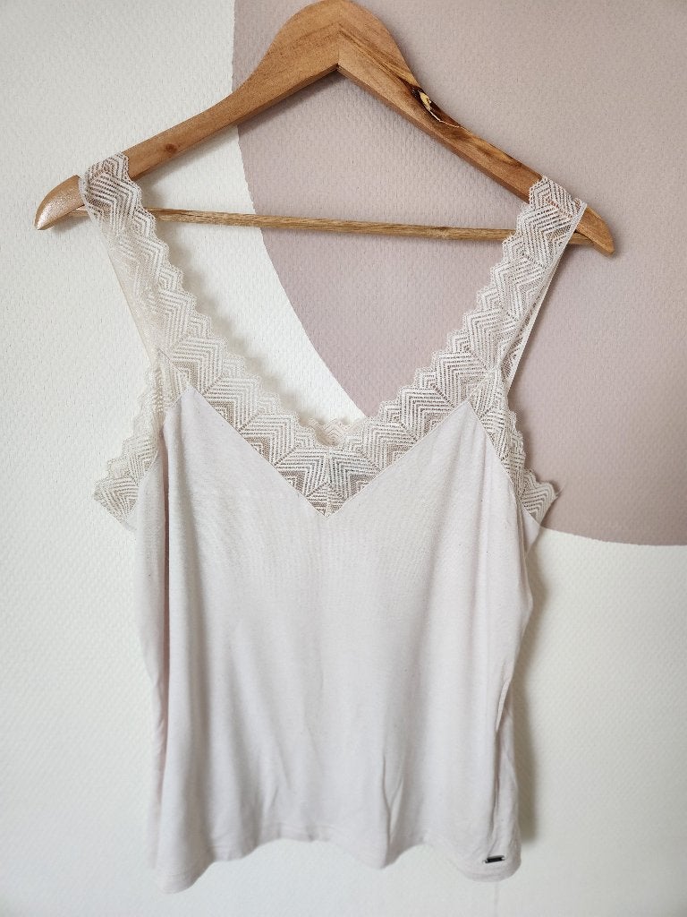 Top Morgan met kant - XL, Beige, Maat 46/48 (XL) of groter, Zo goed als nieuw, Zonder mouw