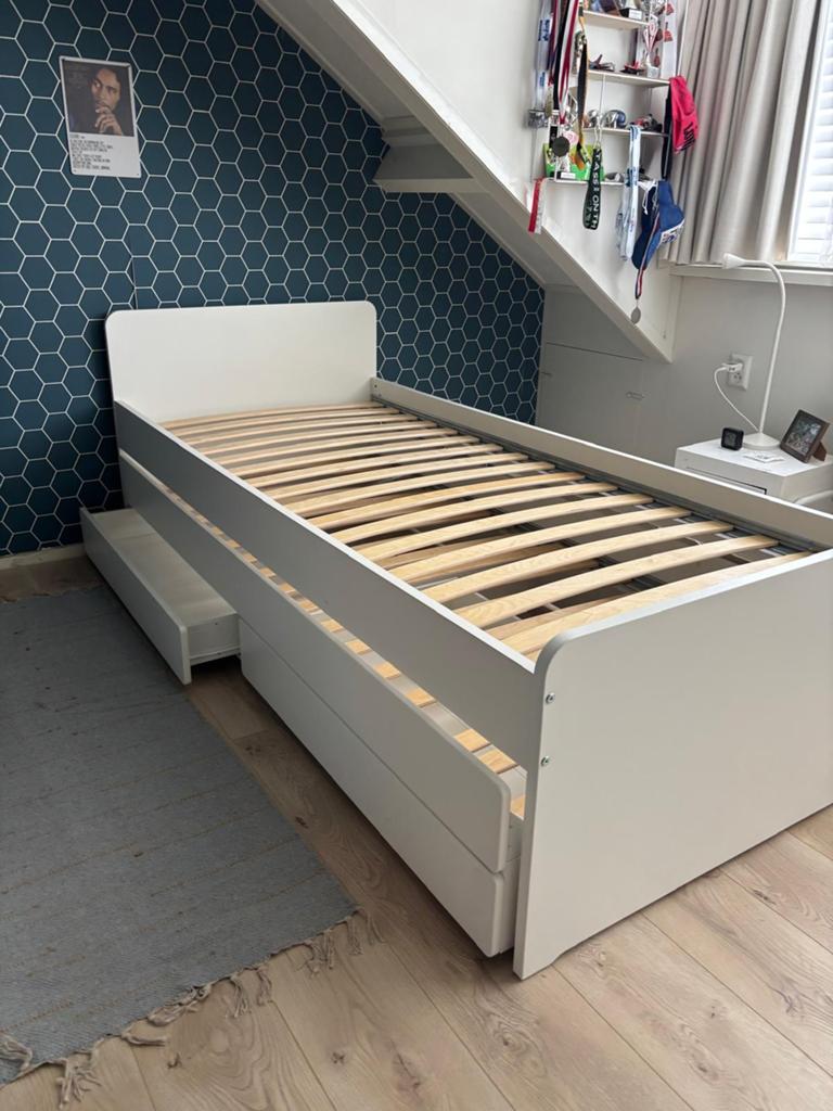 Kinderbed Ikea Slakt met uitschuifbaar logeerbed, Ophalen, 180 cm of meer, 85 tot 100 cm, Lattenbodem