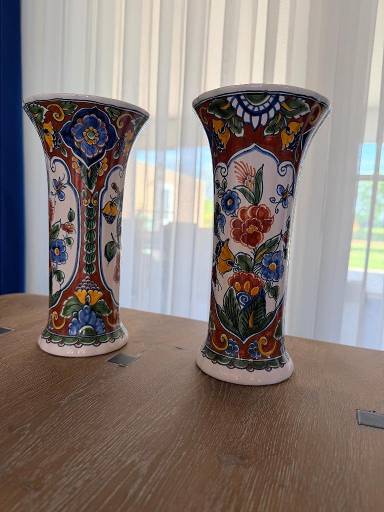 Makkum handgeschilderde aardewerk vazen, Antiek en Kunst, Ophalen of Verzenden
