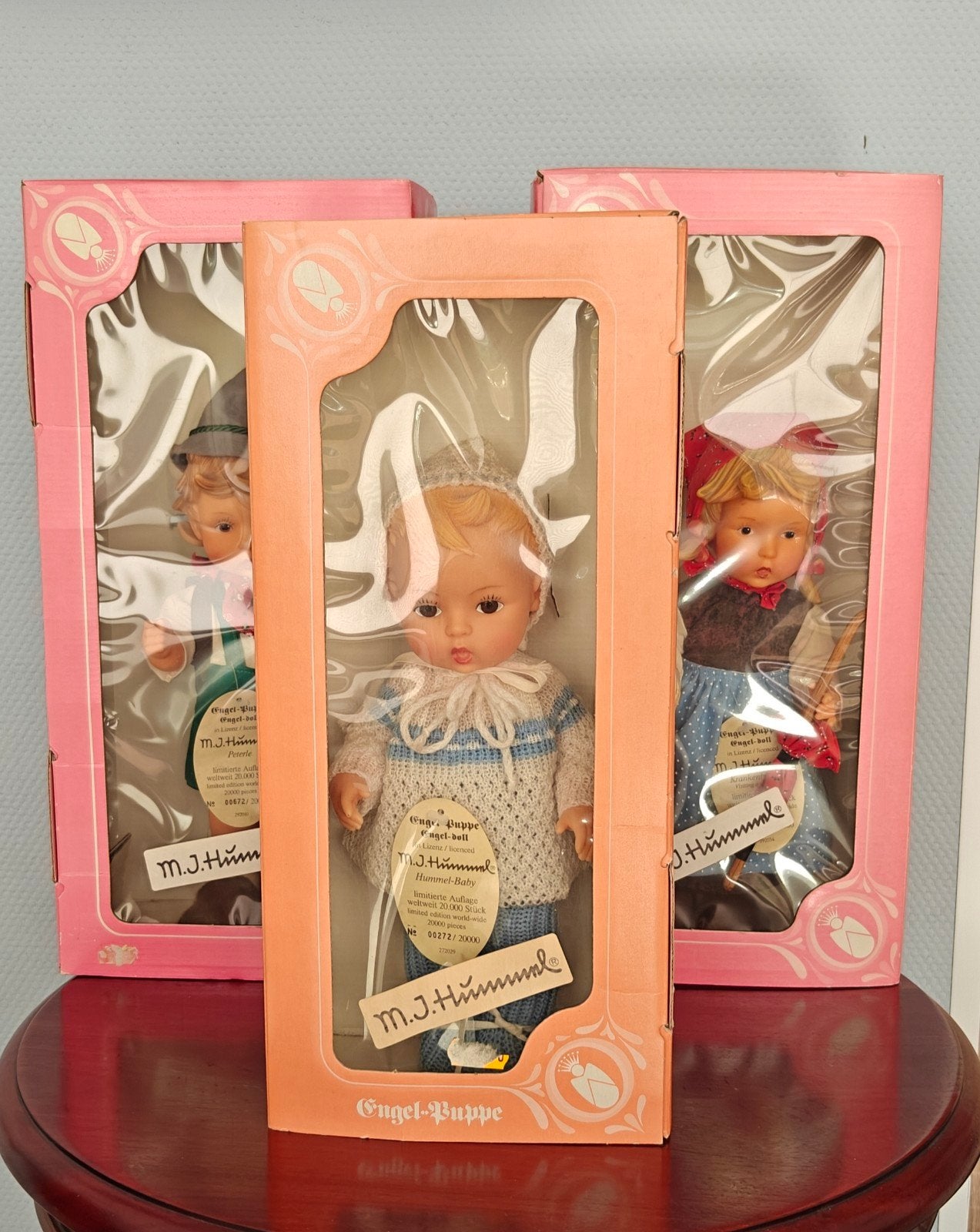 drie M.J. Hummel Engel-Poppen in originele doos, Ophalen of Verzenden, Pop