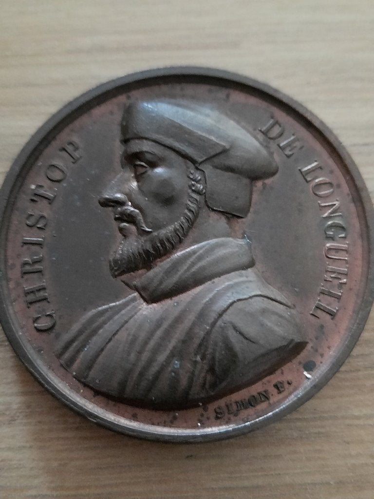 Penning humanist christophe de longueil, Ophalen of Verzenden, Brons, Buitenland