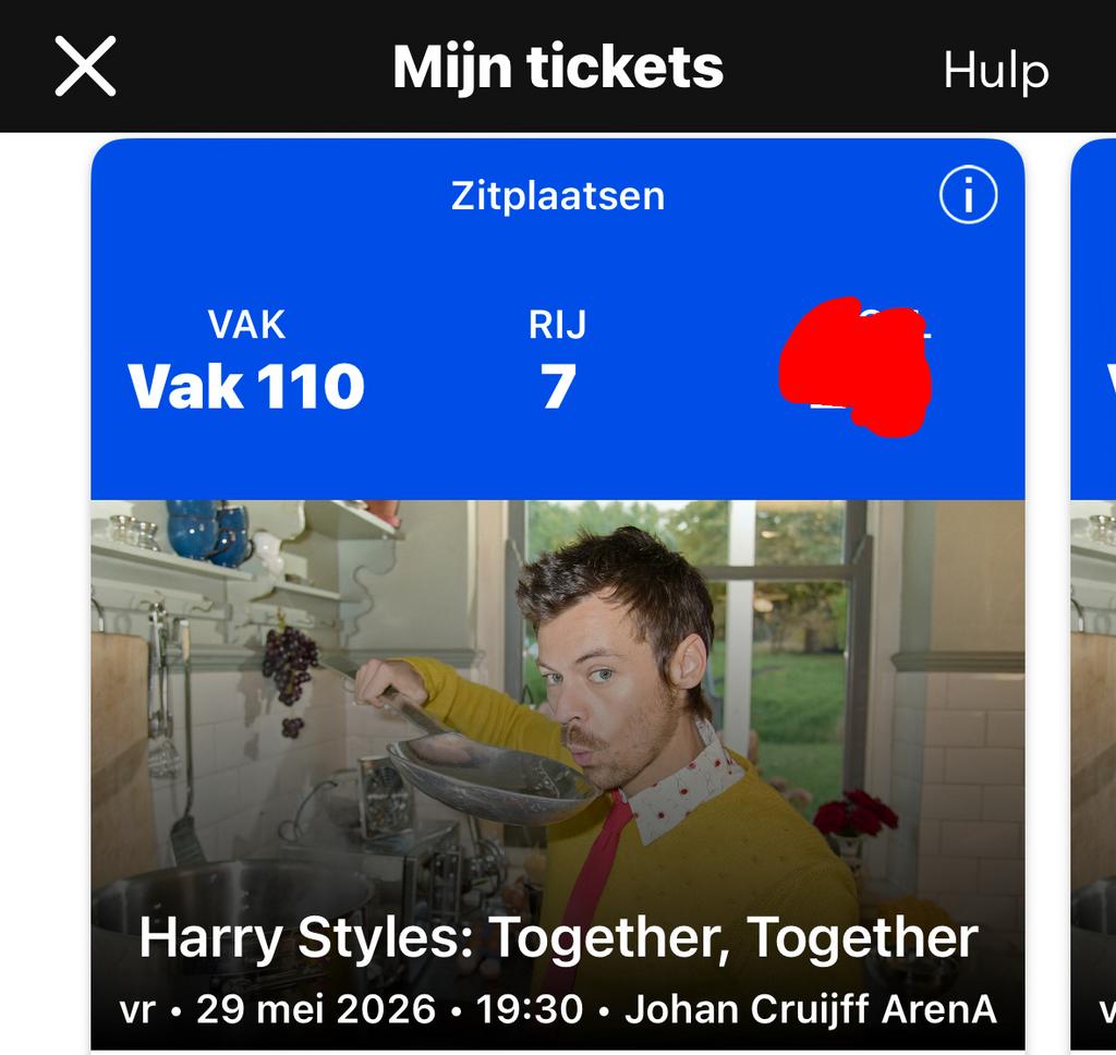 2 kaarten Harry Styles vrijdag 29 mei Rang 1, Twee personen