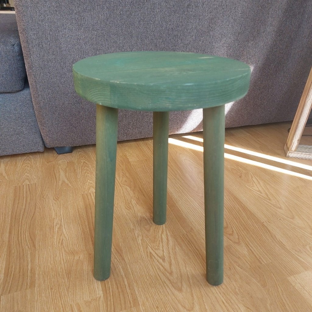 Groene houten decoratieve plantenkruk, Ophalen of Verzenden, Zo goed als nieuw, Hout