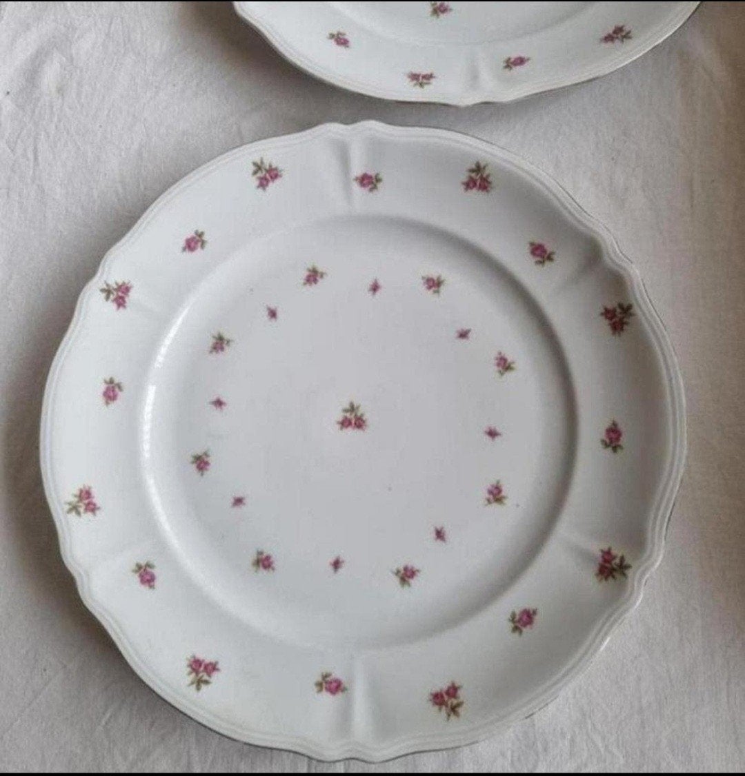 Mitterteich grote ronde schalen kleine roze roosjes, Ophalen of Verzenden