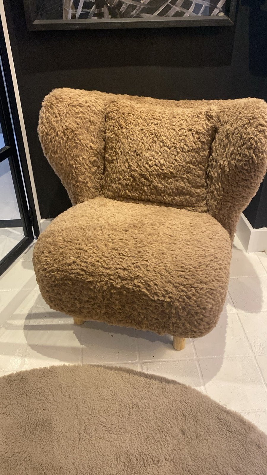 Teddy Bouclé Fauteuil - Comfortabel en Stijlvol, Ophalen, Minder dan 75 cm, Zo goed als nieuw, Modern, Scandinavisch, Cozy