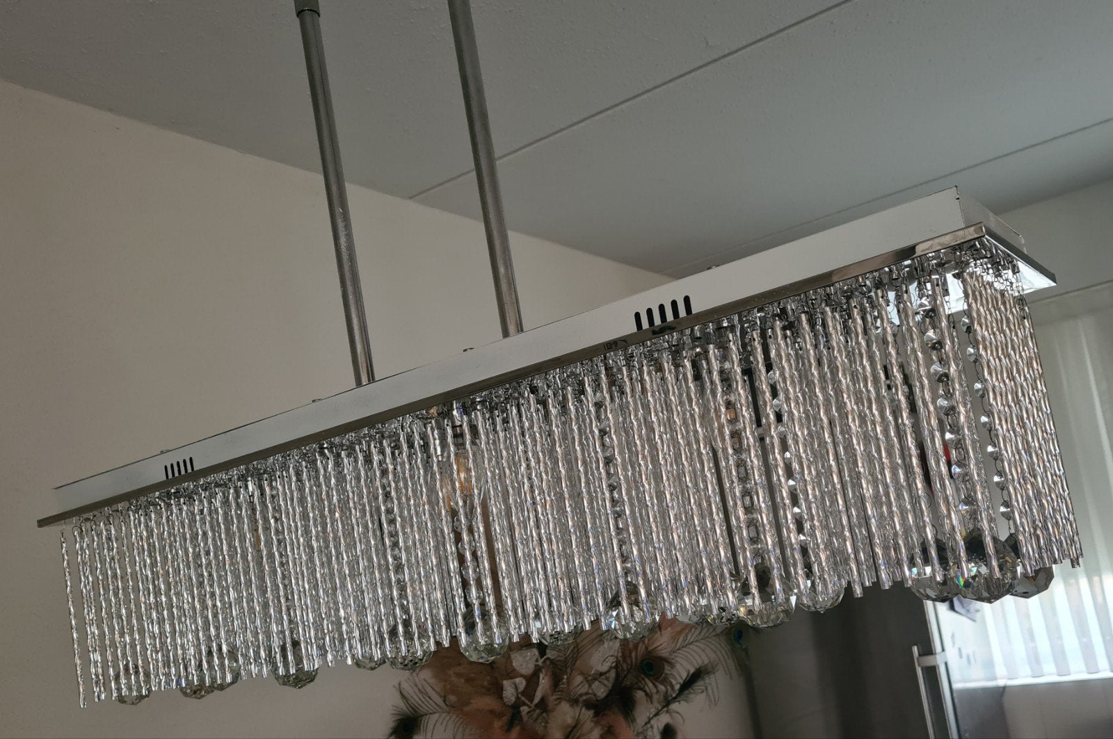 kristallen hanglamp, Ophalen, E14 (klein), Zo goed als nieuw, Modern, Luxe, Kristal