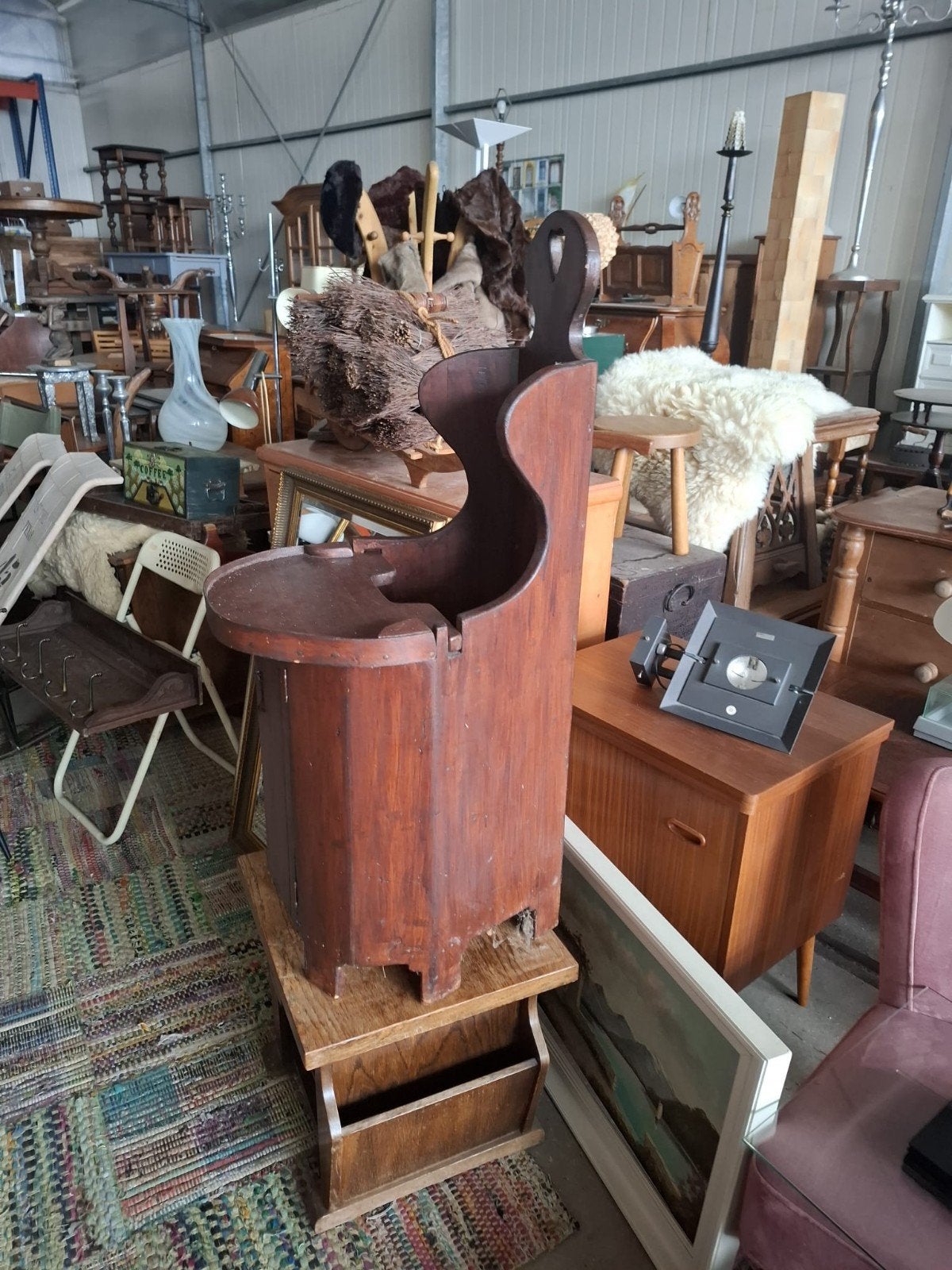 Antieke houten kinderstoel met hartuitsparing, Ophalen of Verzenden