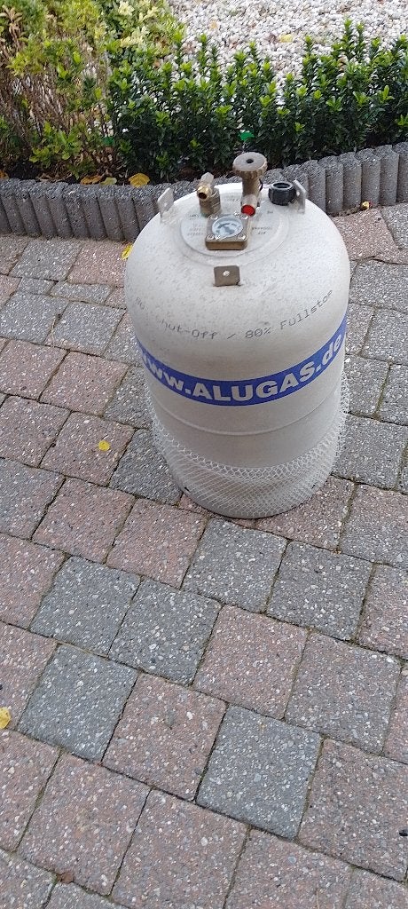 Aluminium gasfles met buiten aansluiting, Caravans en Kamperen, Ophalen of Verzenden, Gebruikt