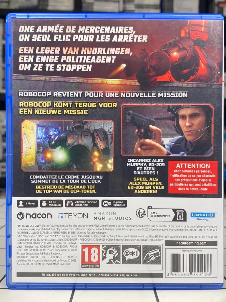 Robocop Rogue City Unfinished Business - PlayStation 5 PS5, Vanaf 18 jaar, Shooter, 1 speler, Info@nacon.com