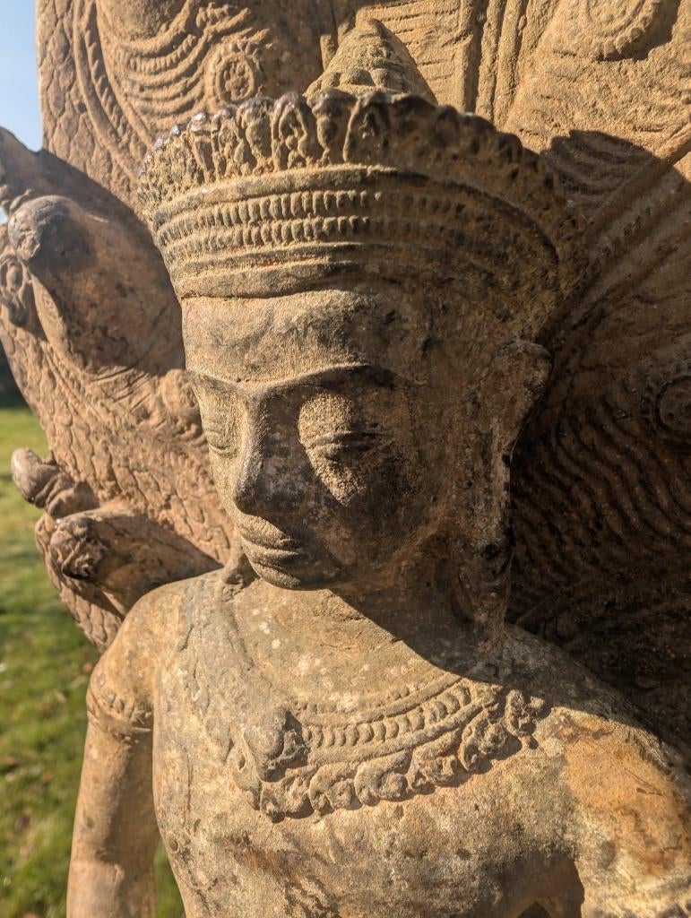 Antieke Khmer Monumentaal tempelbeeld Cambodja, Ophalen of Verzenden, Gebruikt