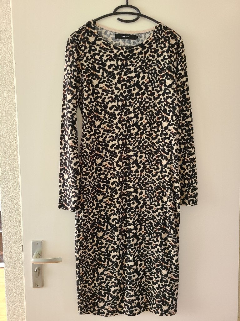 Getailleerde stretch jurk, luipaardprint, Vero Moda, maat S, Bruin, Vero Moda, Nieuw, Ophalen of Verzenden