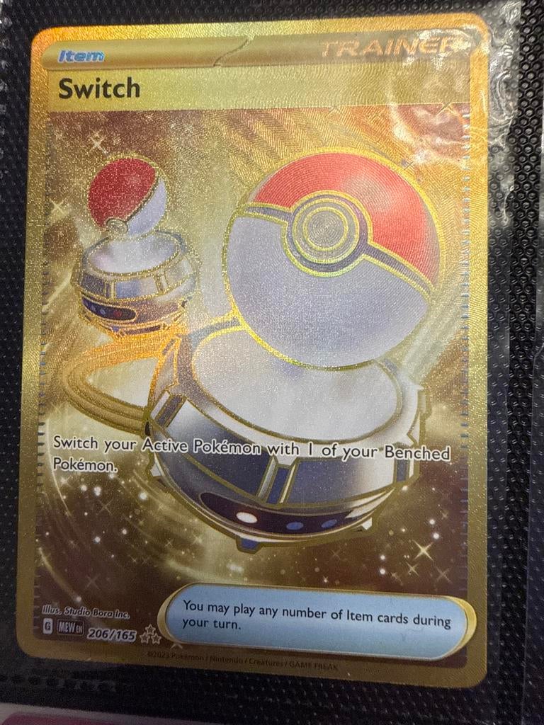 Pokemon kaart Switch 206/165 G Mew, Ophalen of Verzenden, Zo goed als nieuw, Losse kaart, Foil