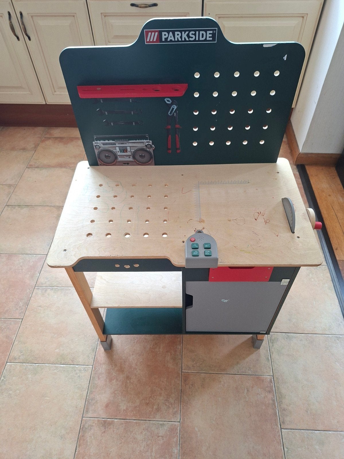 Parkside kinderwerkbank met boor (nieuwe batterijen nodig), Ophalen, Gebruikt, Bouwen