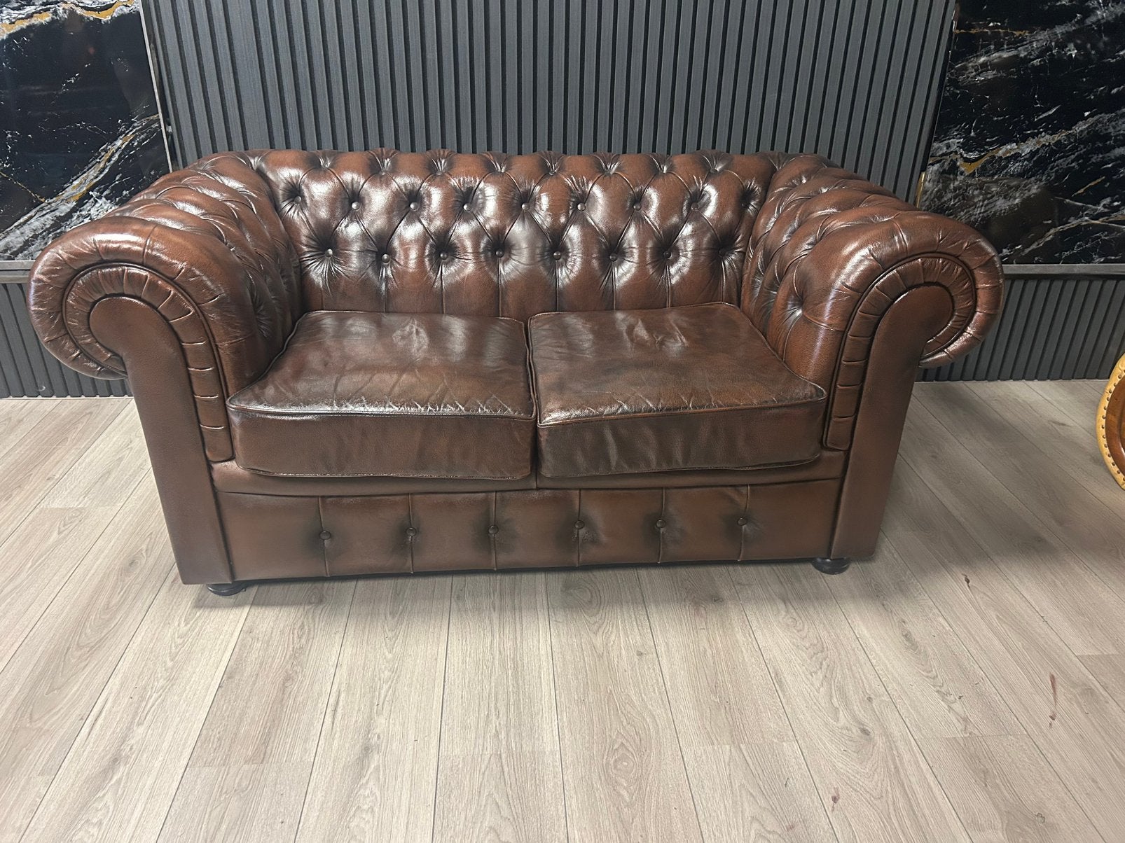 Chesterfield Lederen 2 Zits Bank !!, Ophalen of Verzenden, Zo goed als nieuw, 75 tot 100 cm, 200 tot 250 cm