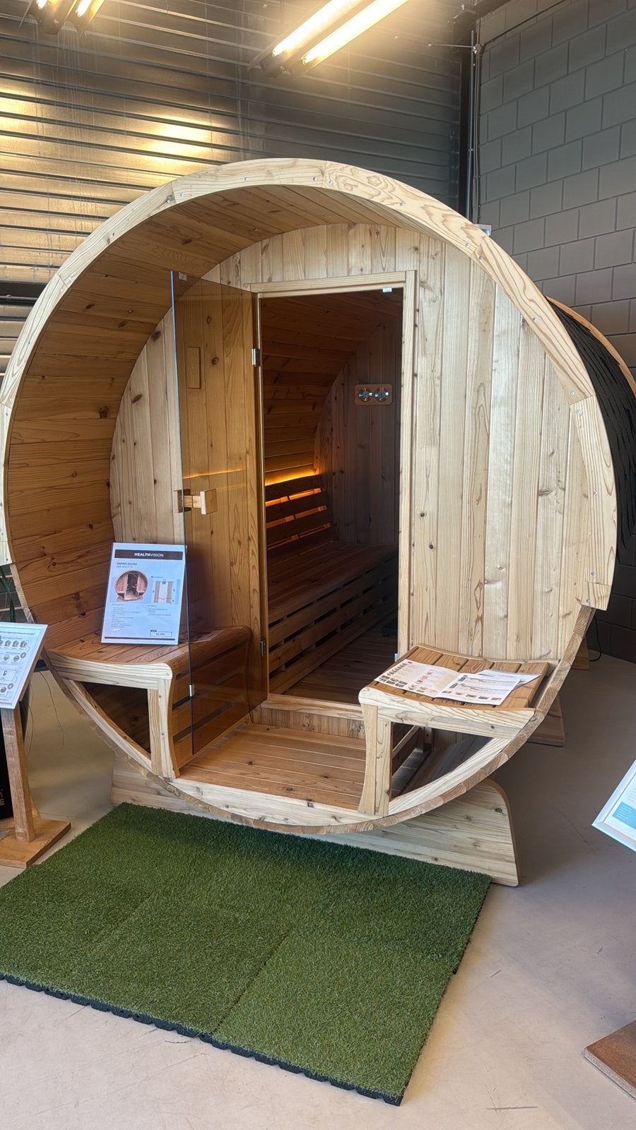 Barrel sauna 290x214 compleet, Ophalen of Verzenden, Zo goed als nieuw, Complete sauna