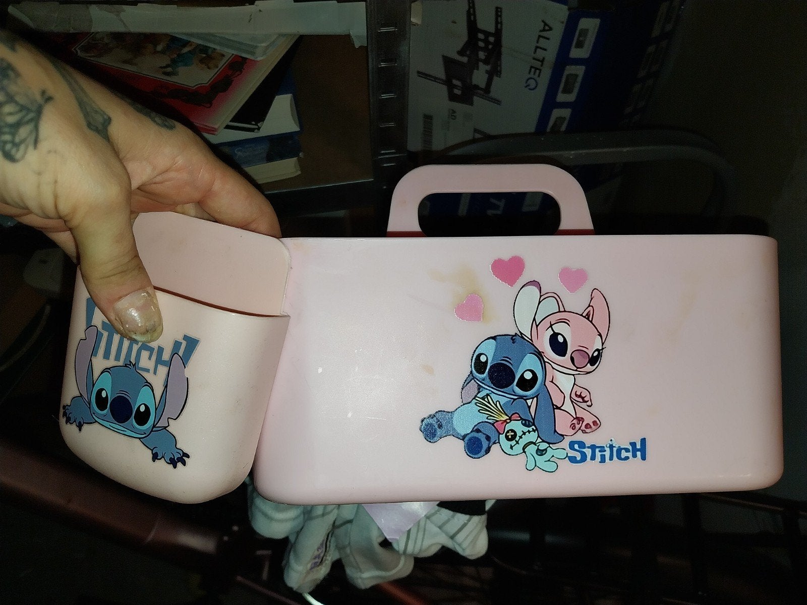 Stitch en Angel opbergset, Ophalen of Verzenden, Gebruikt, Roze, Kunststof