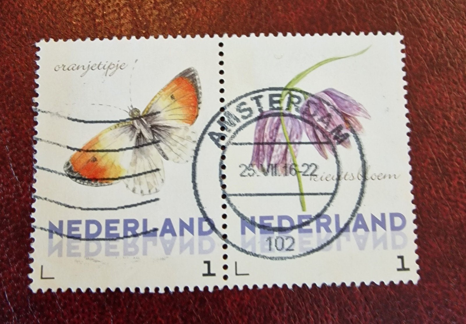 kv821 persoonlijke  postzegel: oranjetipje en kievitsbloem,, Ophalen of Verzenden, Na 1940, Gestempeld