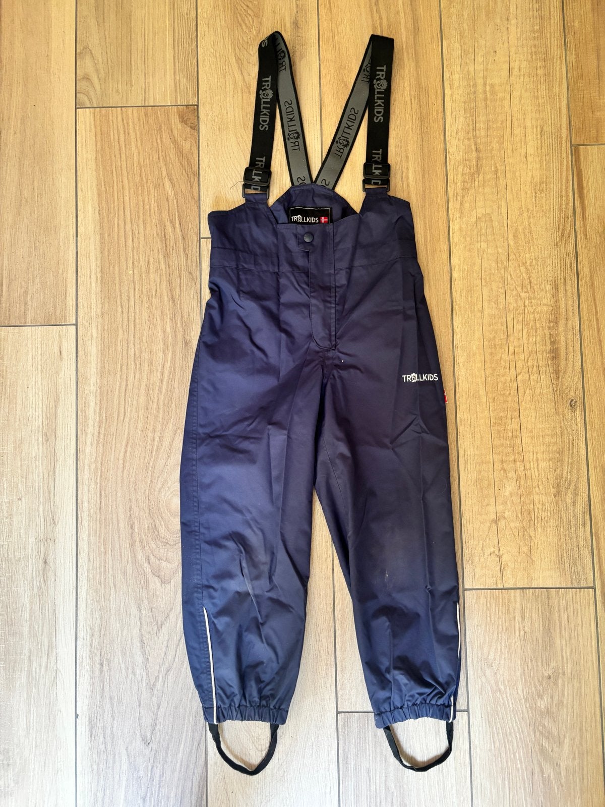 Trollkids regenbroek met bretels, maat 128 - Donkerblauw, Ophalen of Verzenden, Gebruikt, Jongen of Meisje