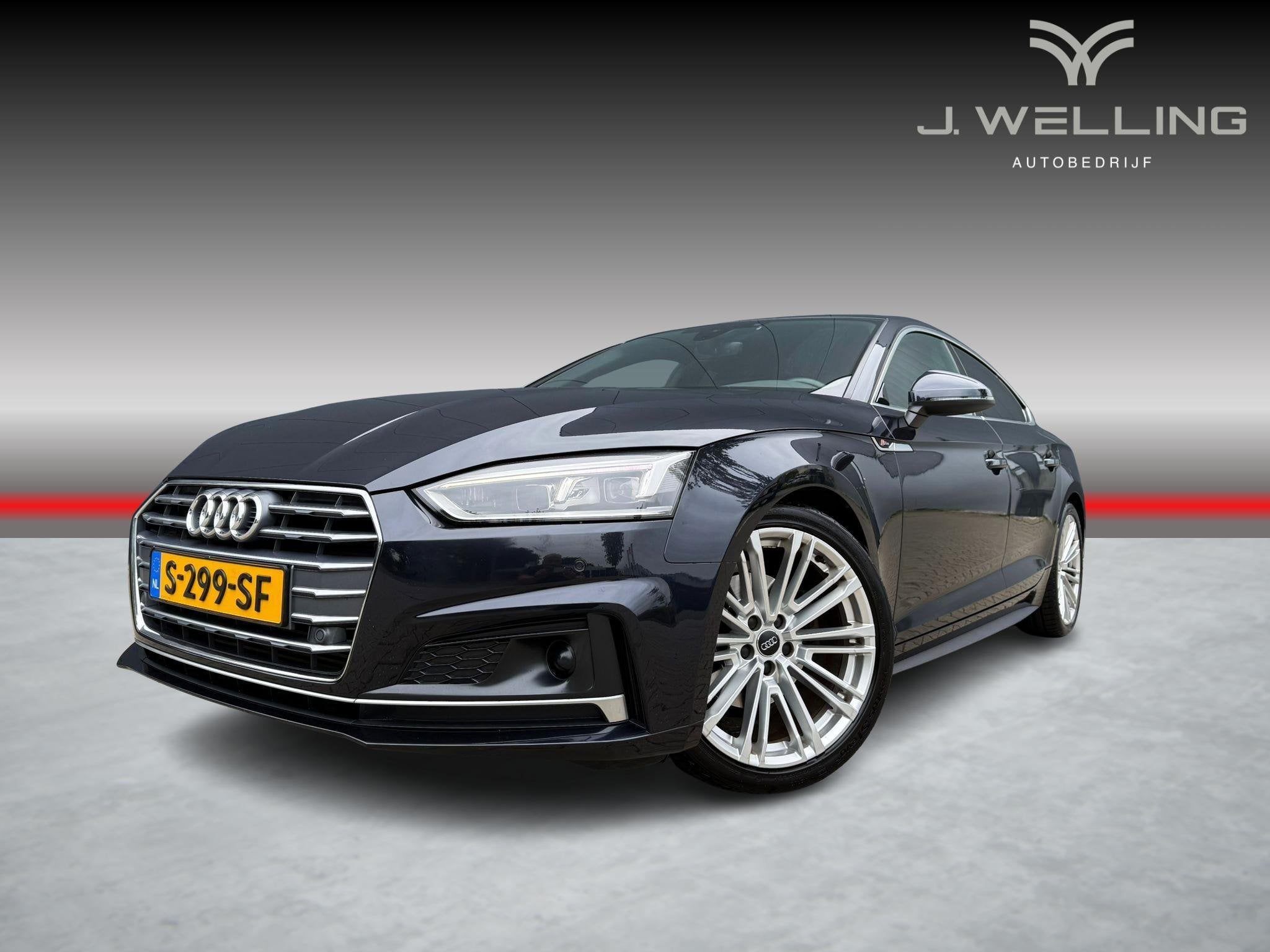 Audi A5 Sportback 2.0 TFSI MHEV Sport Pro Line virtual / cam, Stof, Gebruikt, 1984 cc, Blauw