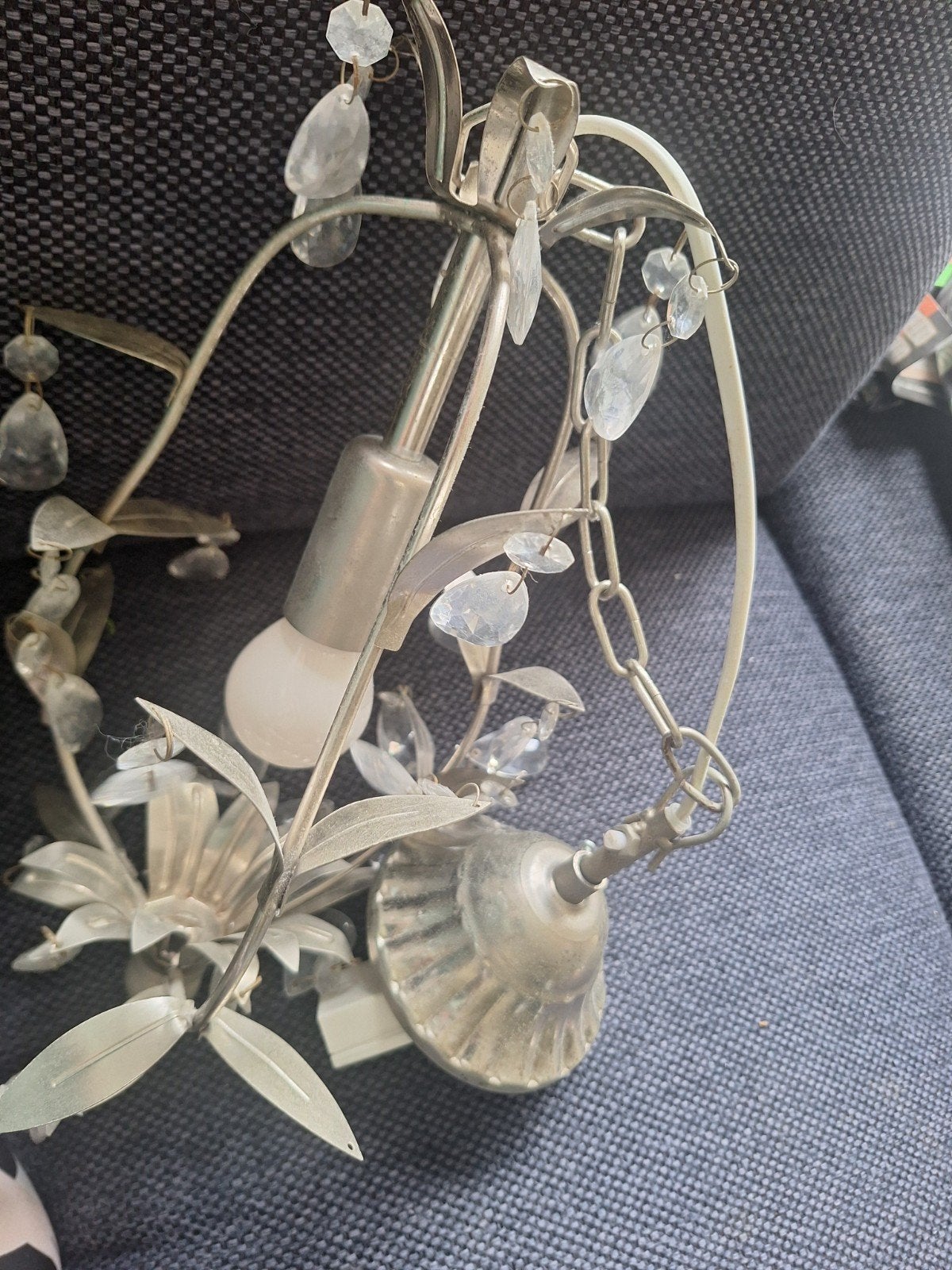 lamp met glazen pegels, Ophalen, Gebruikt, Glas, E14 (klein)