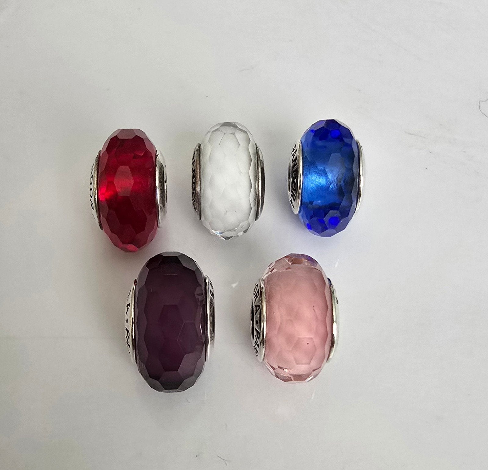 Schitterende gefacetteerde Pandora glasbedels met zilver, Ophalen of Verzenden, Zo goed als nieuw, Zilver