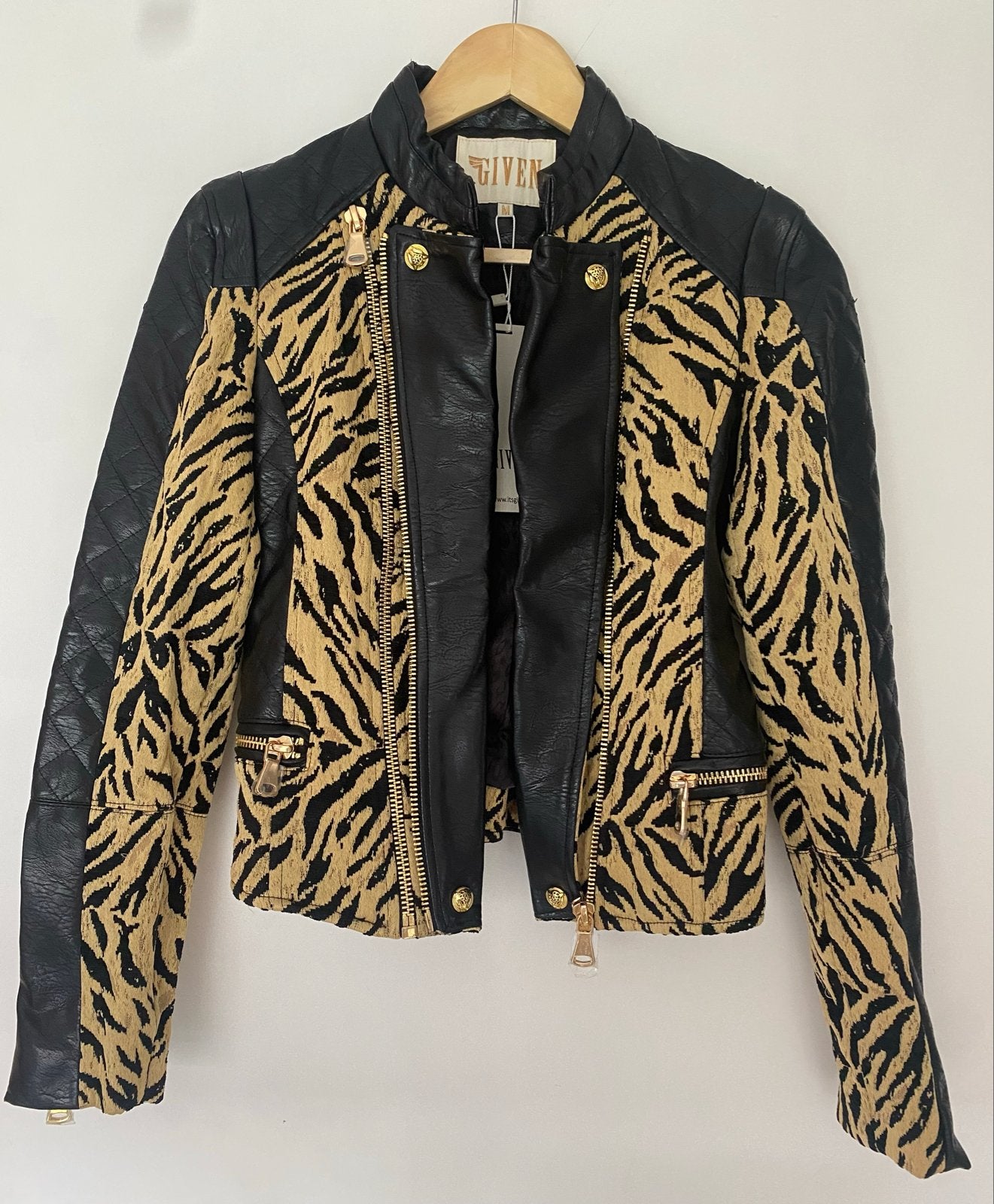 Given bikerjack met zebraprint - Maat M - Nieuw, Ophalen, Nieuw, Maat 38/40 (M), Zwart
