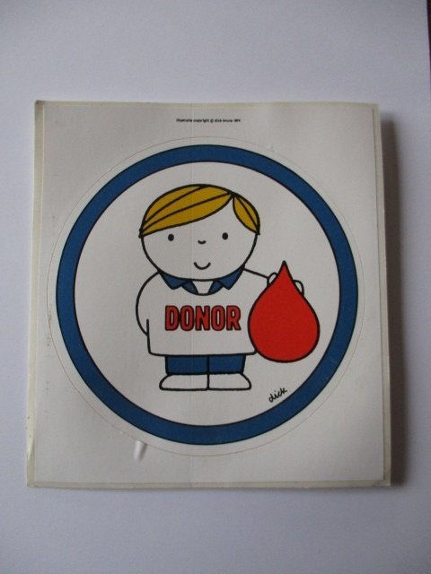 Dick Bruna sticker Donor 12x11cm uit 1974, Ophalen of Verzenden, Nieuw, Bedrijf of Vereniging