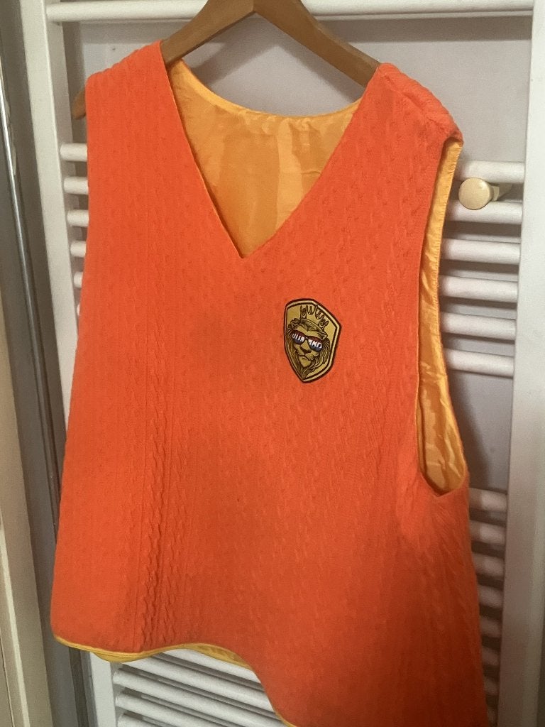 Oranje vest/tas L/XL voor Koningsdag of Oranje voetbal., Ophalen of Verzenden, Gebruikt, Kostuum, Oranje of Koningsdag