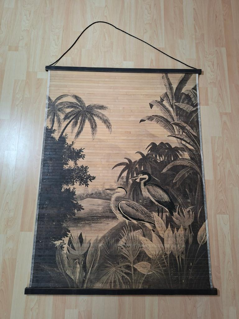 Wandkleed bamboe met tropische print (By-Boo), Ophalen, 120 cm, 90 cm, Meerkleurig