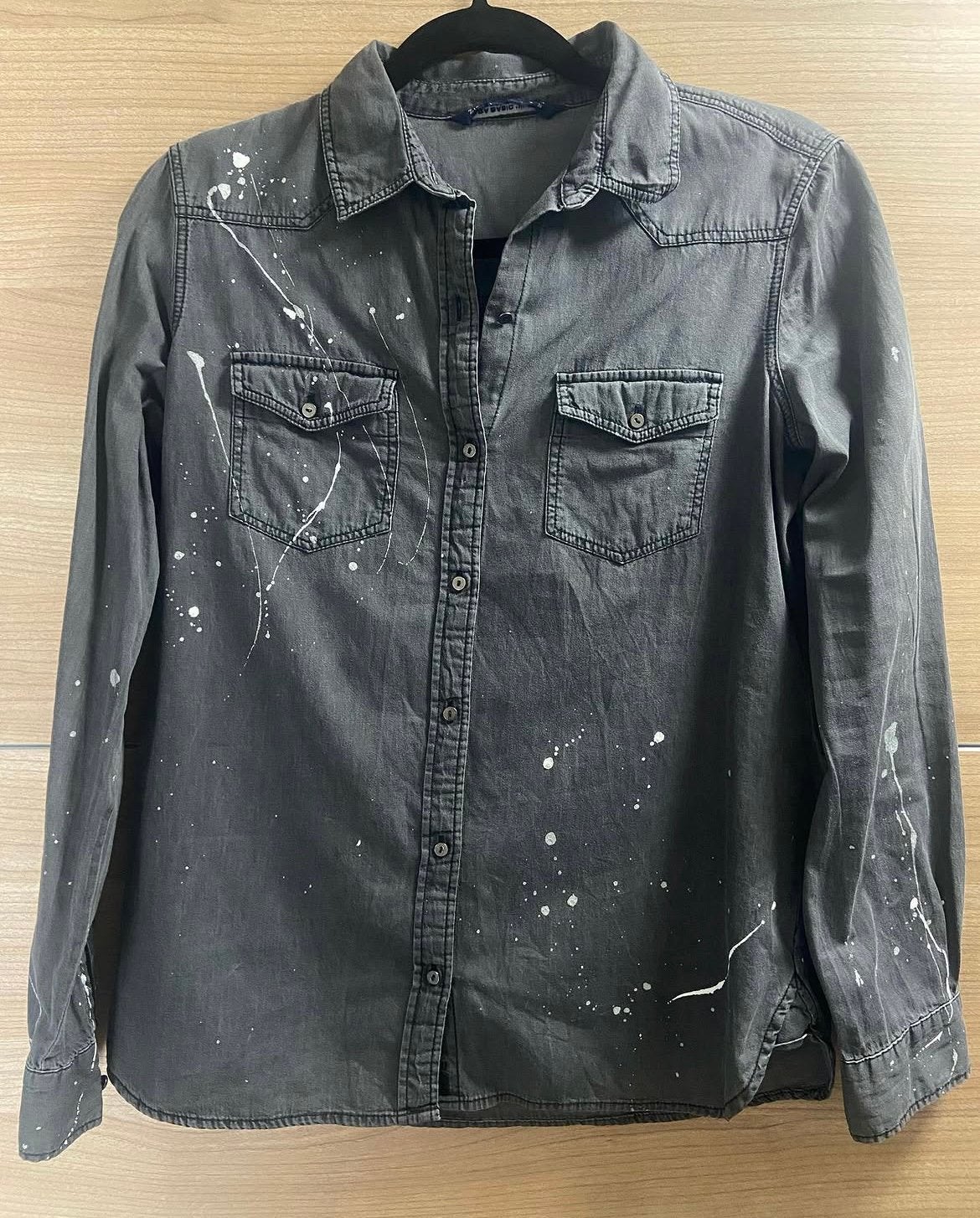 Grijze blouse verfspetters Zara maat S, Kleding | Dames, Ophalen of Verzenden, Zo goed als nieuw, Maat 36 (S), Grijs