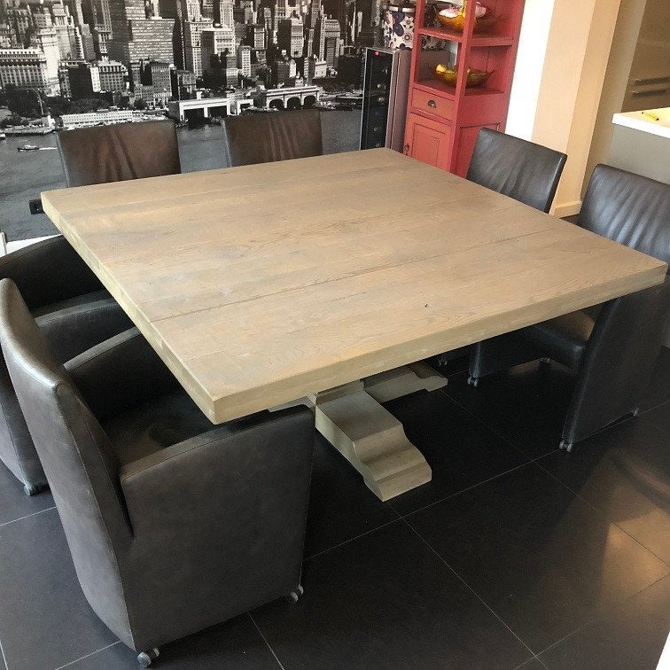 Z.G.A.N. EIKEN EETTAFEL 160x160 KLOOSTERTAFEL Flamant TAFEL, Antiek en Kunst, Ophalen