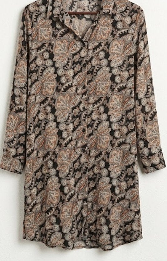 Norah blousejurk met paisley print - Maat 38, Maat 38/40 (M), Zwart, Ophalen of Verzenden, Zo goed als nieuw