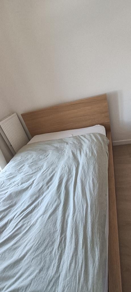bed, Huis en Inrichting, Slaapkamer | Bedden, Ophalen, Gebruikt, Bruin, 140 cm