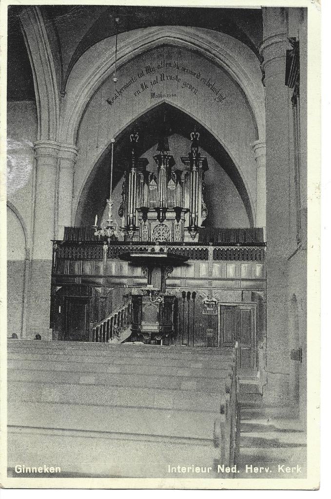 Ginneken interieur Ned Herv Kerk orgel, Ophalen of Verzenden, 1920 tot 1940, Gelopen, Noord-Brabant