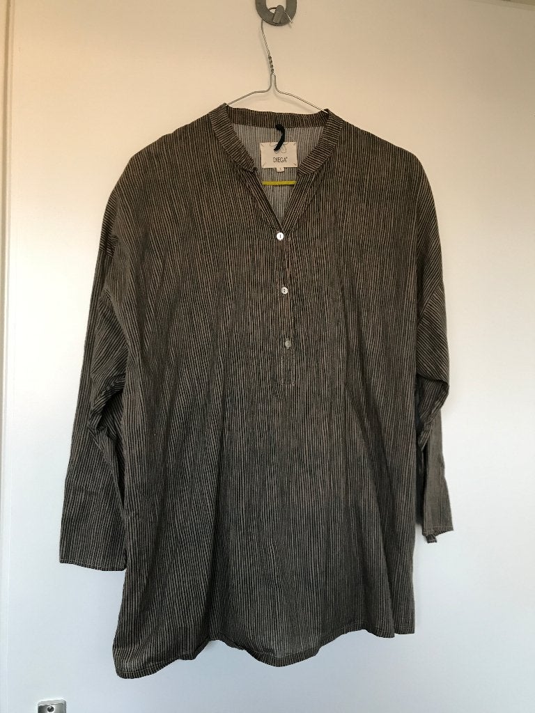 Diega blouse in beige met groen Maat L, Kleding | Dames, Blouses en Tunieken, Verzenden, Zo goed als nieuw, Maat 38/40 (M), Meerkleurig