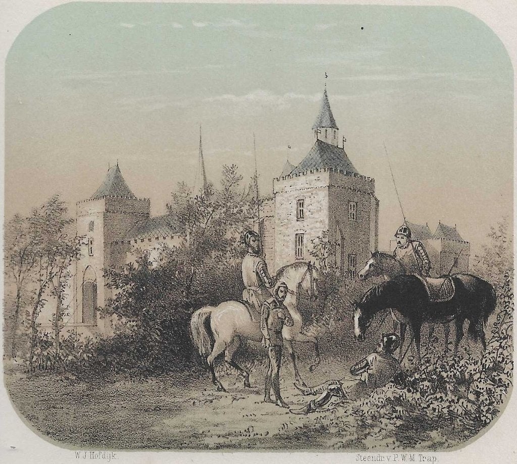 Kasteel van Brederode Litho W.J. Hofdijk 1854, Antiek en Kunst, 1800 - 1899, Architectuur, Ophalen of Verzenden, Blanco verso