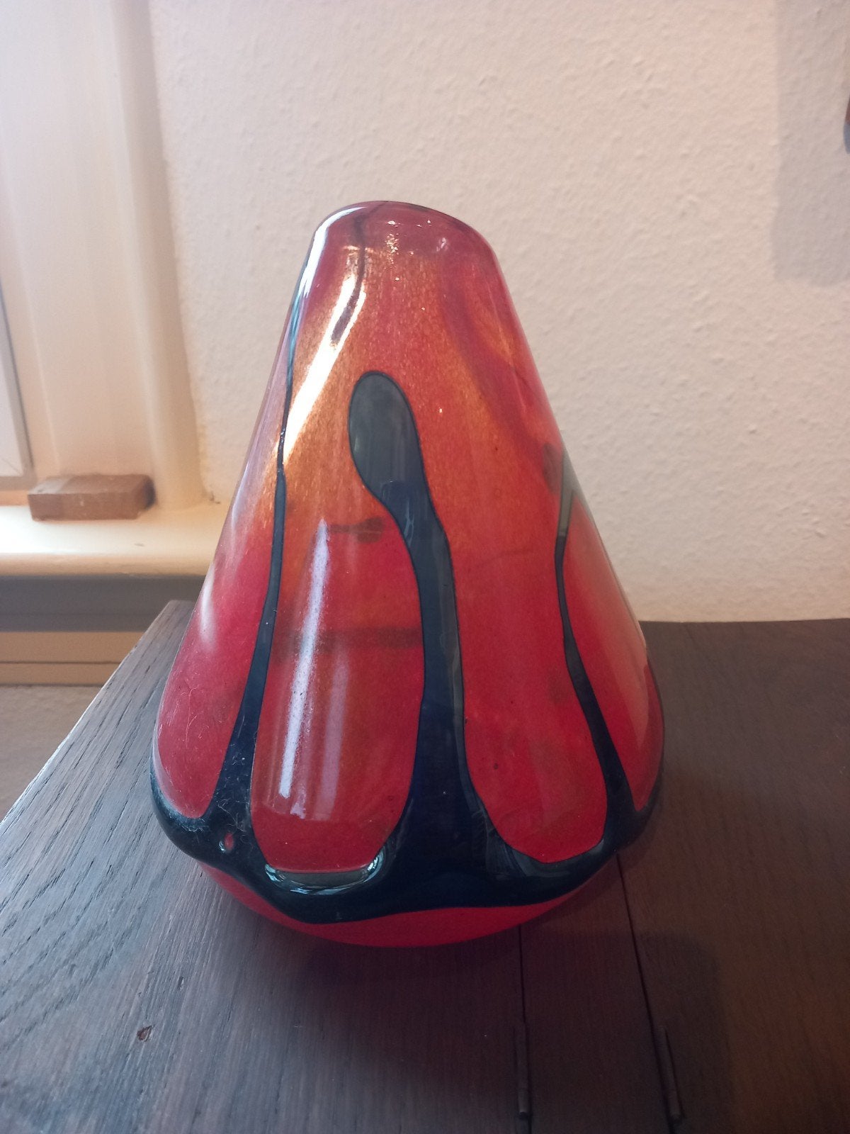 mondgeblazen massief glazen vaas, Huis en Inrichting, Nieuw, Ophalen of Verzenden, Glas, 22 cm