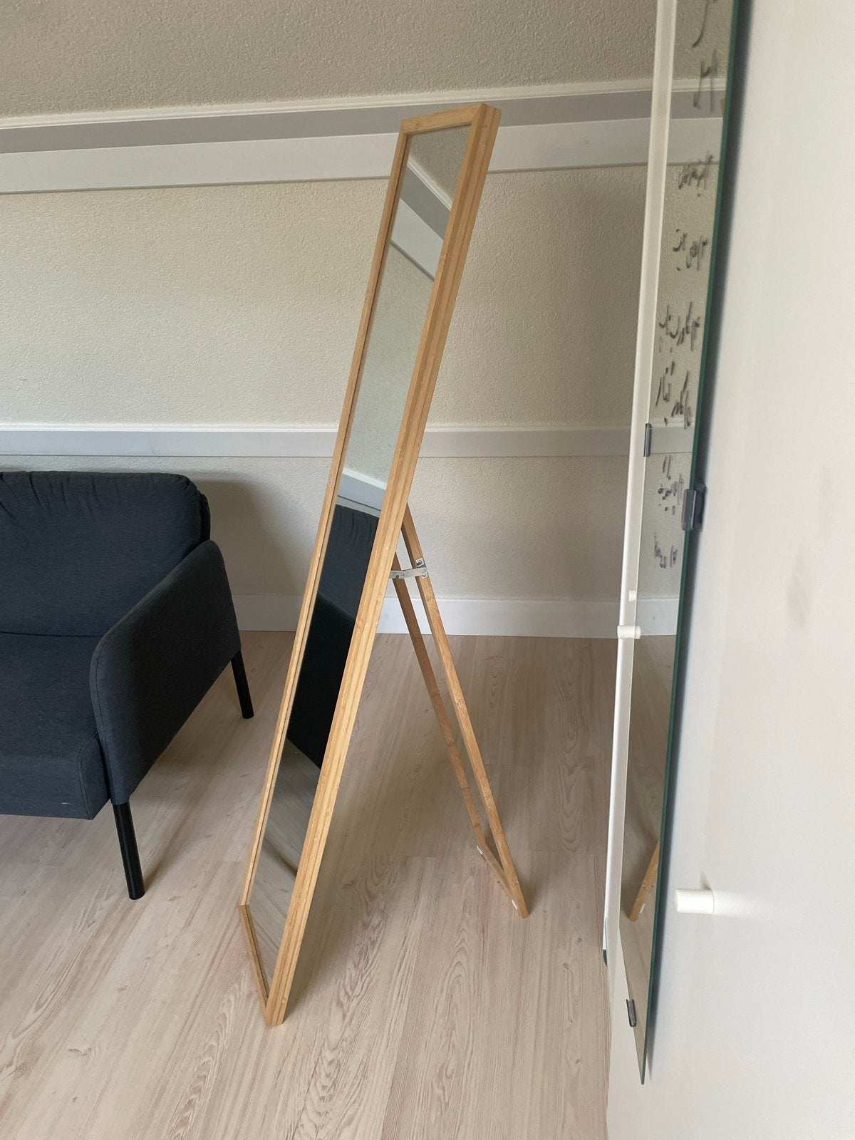 IKEA VÄRSNÄS Standing Mirror 30x150 Bamboo, Ophalen, Minder dan 50 cm, Zo goed als nieuw, 150 tot 200 cm