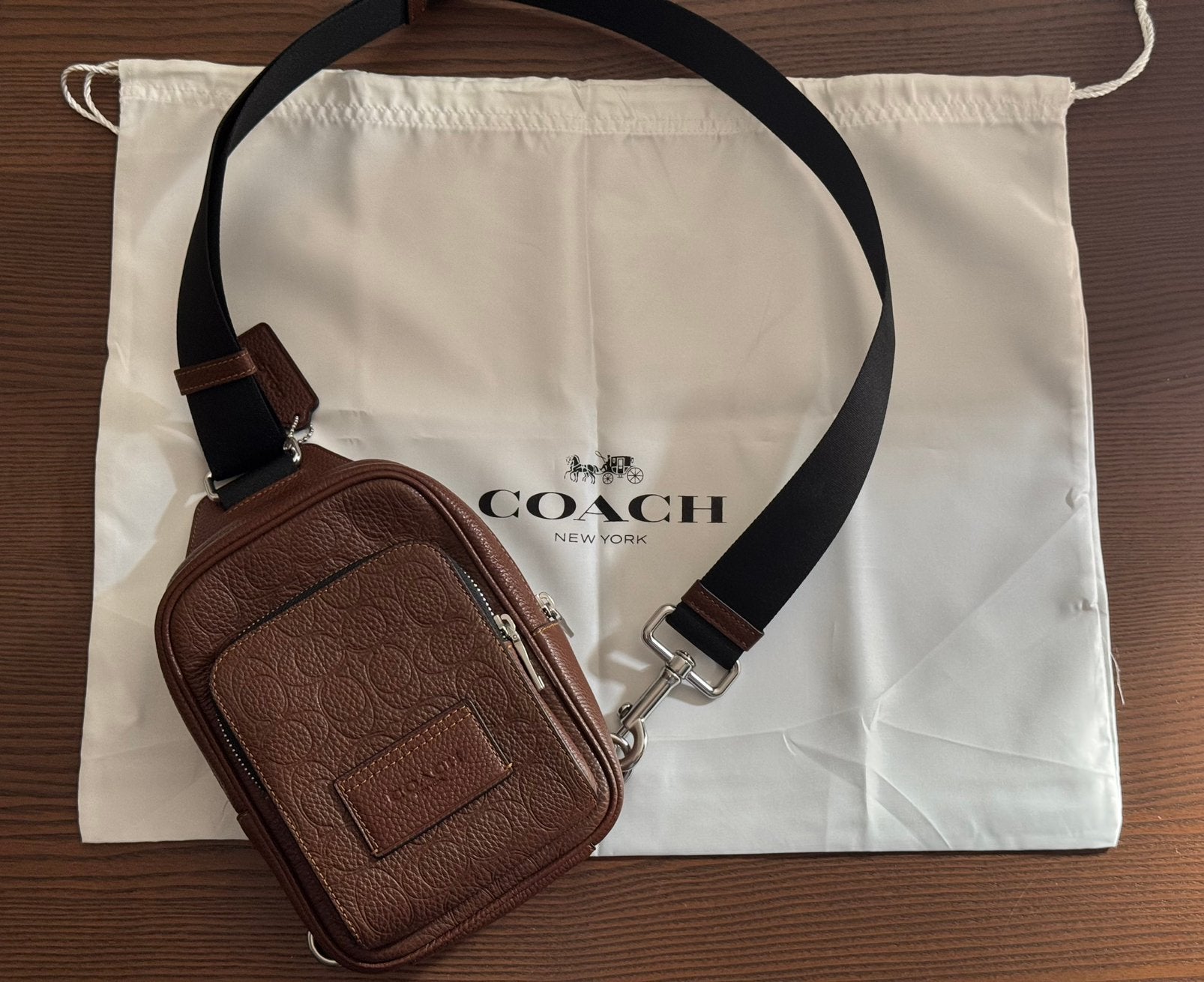 NIEUW Coach Racer Sling Bag leer bruin, Overige merken, Bruin, Nieuw, Ophalen of Verzenden