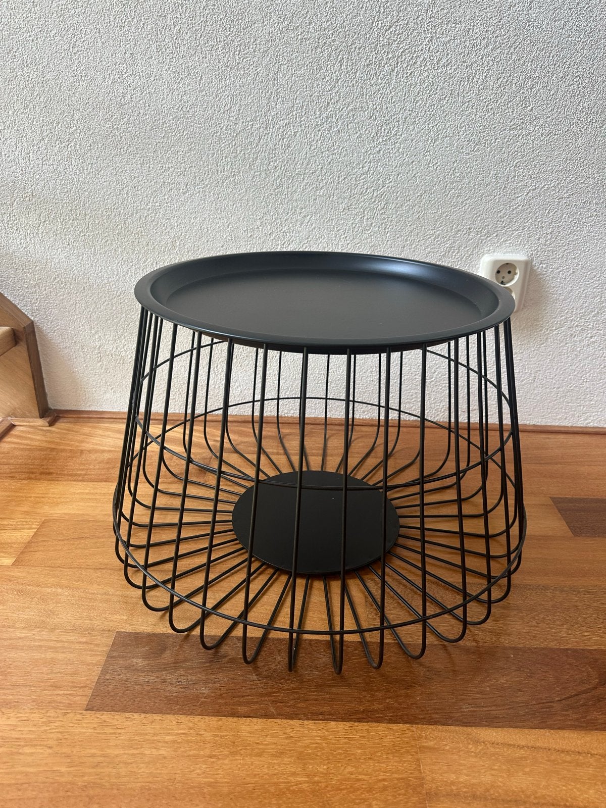 Bijzettafel / Opbergmand - zwart - 56x36 cm, Huis en Inrichting, Ophalen, Minder dan 45 cm, Gebruikt, Metaal of Aluminium