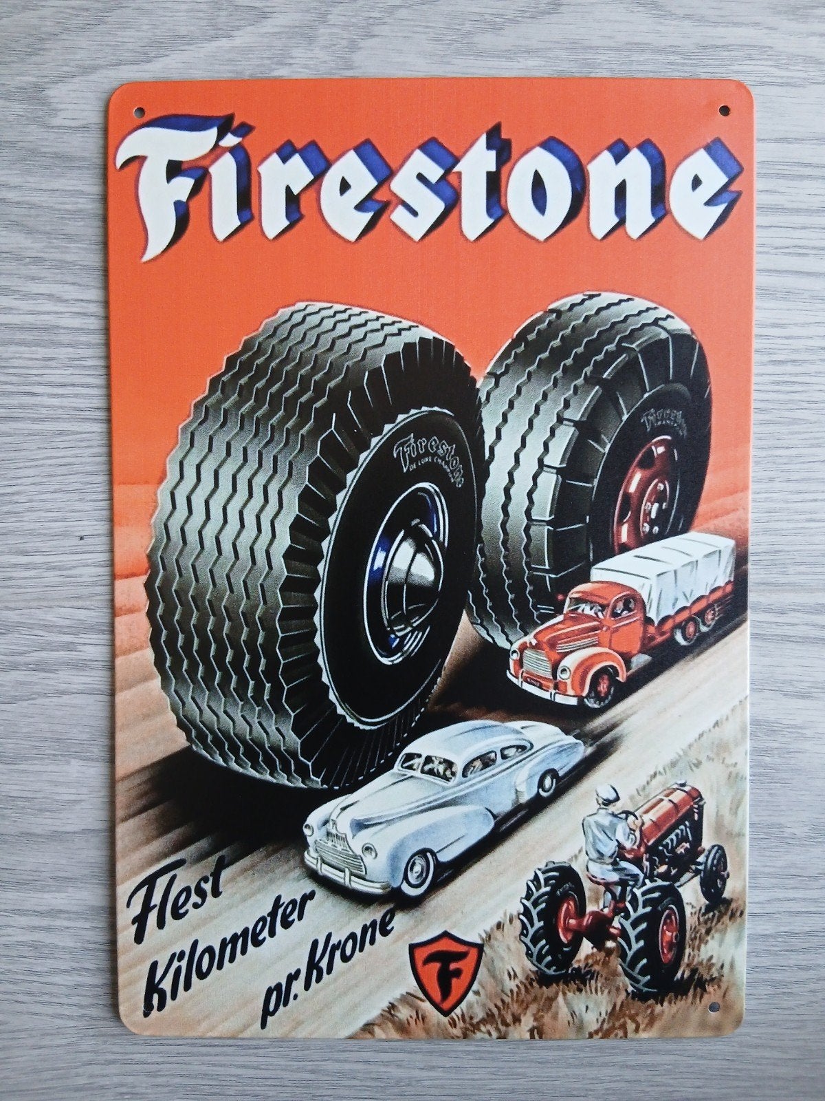 Firestone 20x30 cm Metalen Reclamebord, Verzenden, Zo goed als nieuw, Reclamebord
