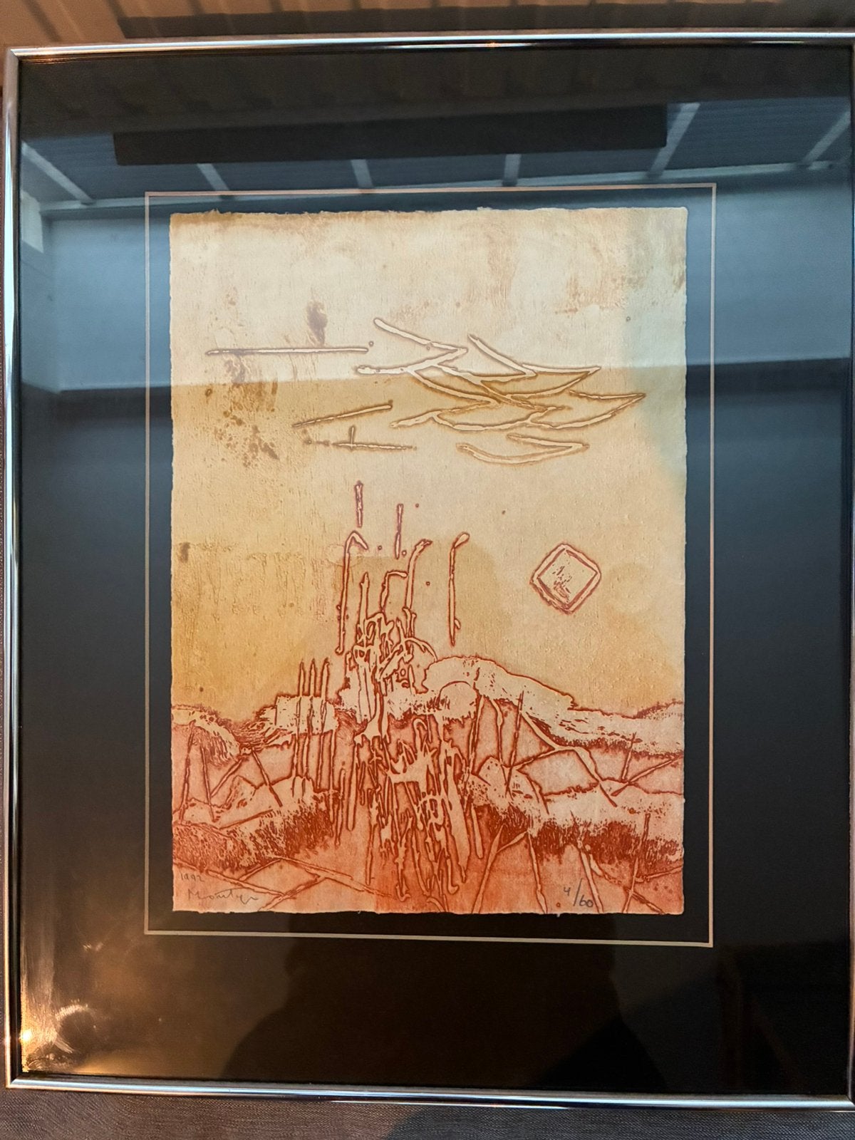 Jan Montyn - 4 x abstracte etsen ingelijst, Ophalen, Ets, Gesigneerd, 1950 - 1999