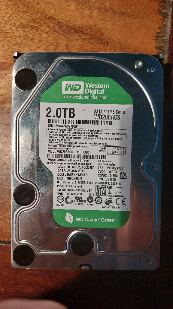 Harddisk 2 TB, Computers en Software, Intern, Gebruikt, Ophalen of Verzenden, WD (Western Digital)