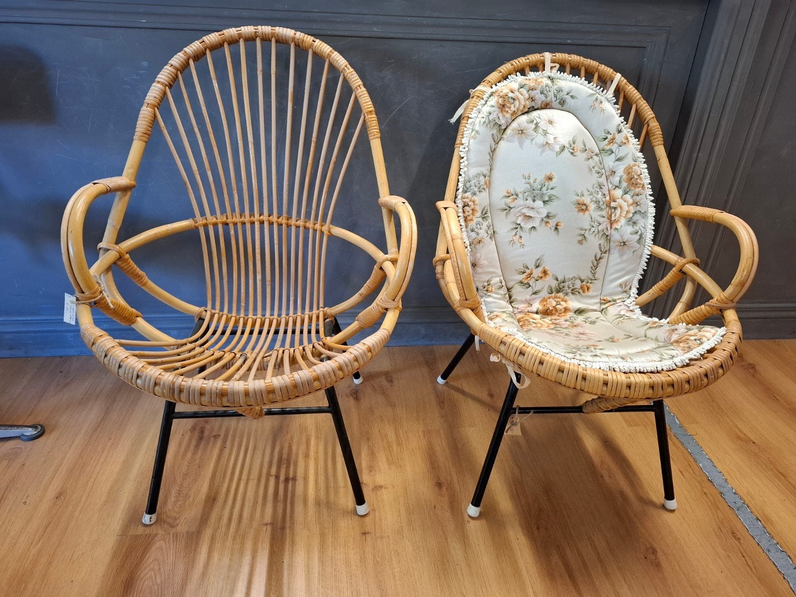 vintage rotan Rohe Noordwolde fauteuiltjes stoel, Huis en Inrichting, .., Vintage mid century design jaren 60 70, Zo goed als nieuw