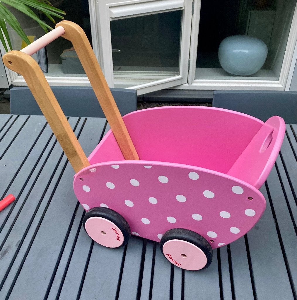 Janod Houten kinderwagen / poppenwagen, Ophalen, Gebruikt, Duw- of Trekspeelgoed
