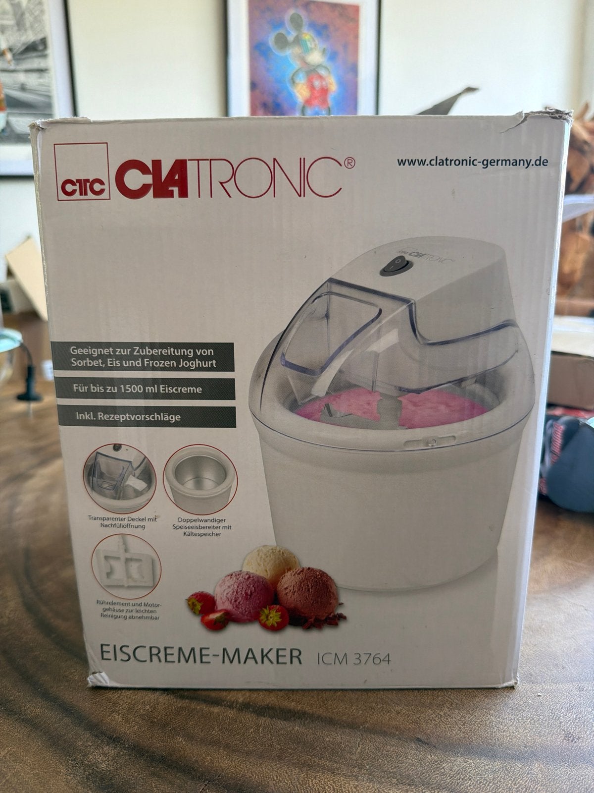 Clatronic ICM 3764 IJsmachine voor sorbet en ijs, Ophalen of Verzenden, Nieuw, Koelelement