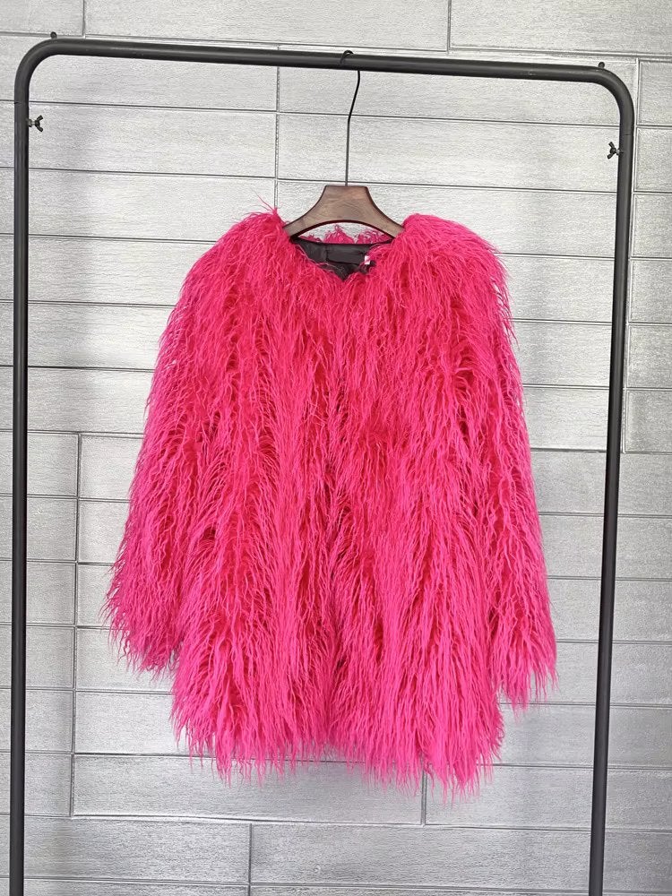 Donkerroze dames bontjas in diverse maten, Kleding | Dames, Verzenden, Nieuw, Maat 38/40 (M), Roze